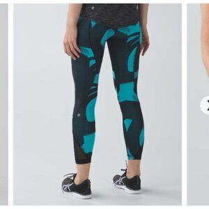 Lululemon Inspire Tight *Full-On Luxtreme (Mesh) Peacock Blue Black W5G70S Sz 4